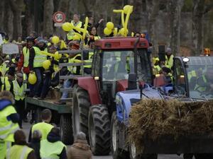 A Yellow Vest protest in Limoges, central France. (PASCAL LACHENAUD/ AFP)