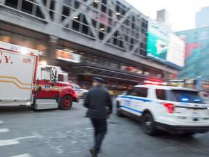 A fire truck arrives after a reported explosion at the Port Authority Bus Terminal on Dec. 11, 2017 in New York (Bryan R. Smith/AFP)