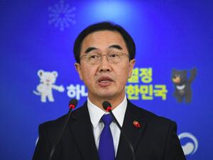 South Korea's Unification Minister Cho Myoung-Gyon speaks during a press conference at a government complex in Seoul on Jan. 2, 2018 (JUNG Yeon-Je / AFP)