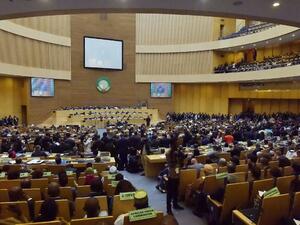 A picture shows a general view during the opening of the Ordinary Session of the Assembly of Heads of State and Government during the 30th annual African Union summit in Addis Ababa on Jan. 28, 2018 (SIMON MAINA / AFP)