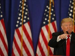Republican presidential candidate Donald Trump speaks during a press conference at the Trump National Golf Club Jupiter on March 8, 2016 in Jupiter, Florida. (AFP/Joe Raedle)