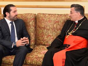 Prime Minister Saad Hariri and Patriarch Bechara Boutros Al-Rahi meeting on Nov. 14, 2017 (AFP)