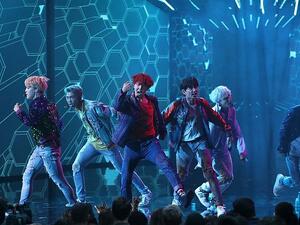 Seven-piece group BTS (pictured) are the leading lights of the South Korean music phenomenon and made history last year by becoming the first K-Pop band to top the US album charts (Shutterstock)	