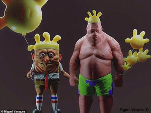 A 3D creations for the cartoon characters Spongebob and Patrick. (Miguel Vasquez/ Instagram)