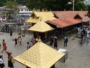 Indian Hindu devotees are pictured at the Lord Ayyappa temple at Sabarimala in the southern state of Kerala. (AFP)