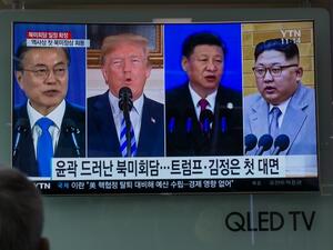 Donald Trump on April 10 revealed his historic summit with Kim Jong Un -- the first-ever between a sitting US president and a North Korean leader -- will take place in Singapore on June 12. KIM Sue-han / AFP

