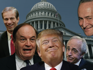 Trump and the Senators that supported his Jerusalem move (Al Bawaba)