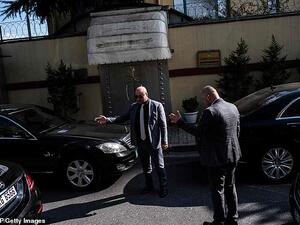 Saudi officials gather outside the Saudi consulate in Istanbul today. (AFP/File)