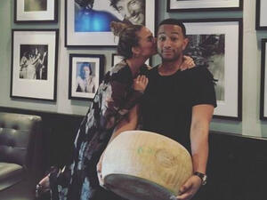 Not a new infatuation: John Legend once gifted his wife an enormous cheese for her birthday (Source: chrissyteigen - Instagram)