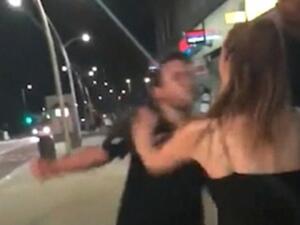 Man knocks woman unconscious after punching her (Screneshoot)