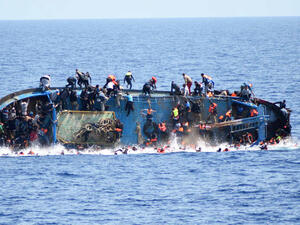 A migrant boat off the Libyan coast (AFP/File Photo)