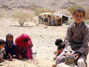 Displaced Yemeni Children Playing Outside Their Shelter (AFP/File Photo)
