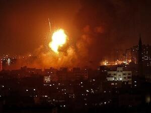 An explosion rocks Gaza following an Israeli air strike in August.  (AFP/ File)