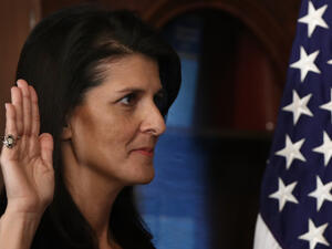 U.S. Ambassador to the U.N. Nikki Haley in a tiff with White House Economic Advisor Larry Kudlow over who said what about new sanctions being slammed on Russia and which the United States subsequently denied. (AFP/File Photo)	