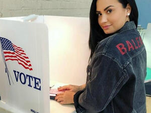 Vote! In her first Instagram post since completing her rehab stint, the pop star showed herself voting in the US midterm elections (Source: Demi Lovato - Instagram) Vote! In her first Instagram post since completing her rehab stint, the pop star showed herself voting in the US midterm elections (Source: Demi Lovato - Instagram)