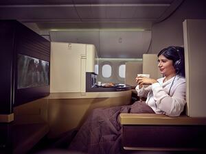 Three-class version of the Boeing 787-9 Dreamliner features 8 private First Suites, 28 Business Studios and 199 Economy Smart Seats.