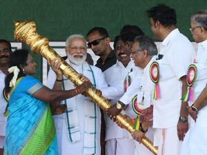 Indian Prime Minister Narendra Modi (C) is seeking a second term. (AFP/ File Photo)