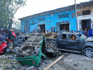 A suicide car bomb first detonated after being rammed into the gates of Hotel Nasa Hablod Two (AFP)
