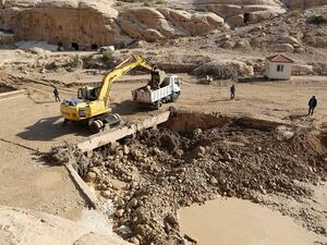 This picture taken on November 10, 2018, in Petra, western Jordan, shows the effects of flash floods that killed several people across the region (AFP)