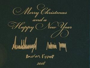 The White House has unveiled this year's holiday card featuring a statement wishing everyone a 'Merry Christmas and a Happy New Year'  (Dailymail)