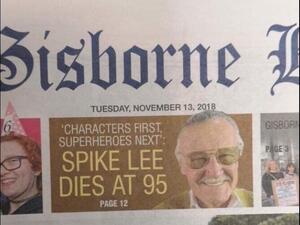 Social media erupts after New Zealand newspaper accidentally pays tribute to Spike Lee following Stan Lee's death (Twitter)