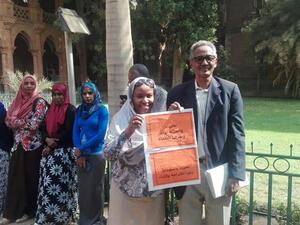 University of Khartoum lecturers have their sit-in on campus grounds this morning (Twitter)