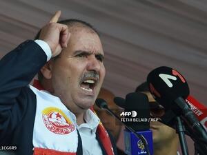 Tunisian General Secretary of Labour Union (UGTT) Noureddine Taboubi. (AFP)