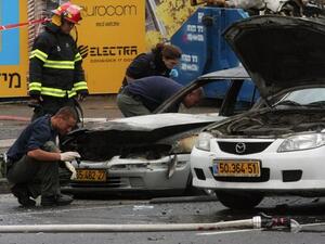 Scene from the wreckage on Tel Aviv on Thursday (AFP)