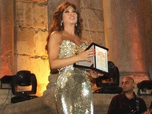 Superstar Najwa Karam performs on the Jerash stage. (Image: Facebook)