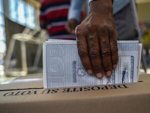 A man casts vote at polling station in Cali, Valle del Cauca Department, during parliamentary elections in Colombia. (AFP/ File)