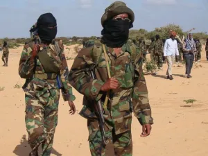 Somali Al-Shebab fighters as they gathered on Feb. 13, 2012 in Elasha Biyaha. (AFP/File)