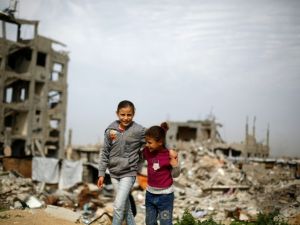 Palestinian children on January 27, 2015 in Gaza City's al-Shejaiya neighborhood. Mohammed Abed (AFP/File)
