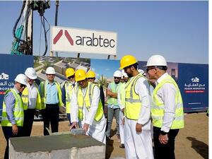 Abdulla Al Sahi CEO of Modon Properties lays first stone of the Show Village.