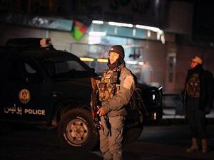 Afghan policemen standing guard at the site of an explosion near the governor's compound in Kandahar. (AFP/ File Photo)