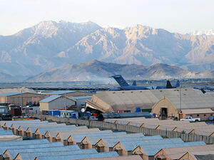 Bagram Air Base, the largest US military base in Afghanistan, near where the eight security guards were killed. (Wikimedia Commons)