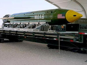 An undated image shows the GBU-43/B Massive Ordnance Air Blast (MOAB) bomb. (AFP/US Air Force)