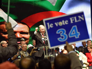 Djamel Ould Abbes, Secretary General of the Algerian National Liberation Front, at a campaign rally in Algiers, April 28 2017. (AFP/Ryad Kramdi) 