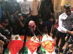 Farewell of the 3 Palestinian children (under 13 years old) who were killed in cold blood by an Israeli drone airstrike in Gaza. (Twitter)