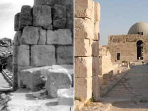 Amman Citadel in the 1930s (left) and nowadays (Photo courtesy of Stefano Anastasio)