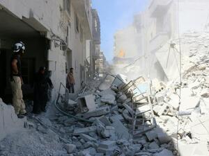 Collapsed buildings following reported air strikes in Aleppo's rebel-held neighbourhood of Tariq al-Bab, on July 14, 2016. (AFP/File) 