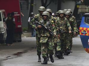 Bangladeshi army soldiers patrol a street during a rescue operation at a Dhaka restaurant. (AFP/File)