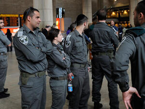 Israeli border police stand guard at Ben Gurion air port near Tel Aviv. (AFP/File) 