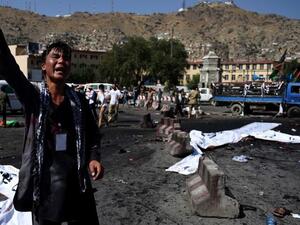 An Afghan protester near the scene of the suicide attack that targeted minority Shiite Hazaras. (AFP/Wakil Kohsar)
