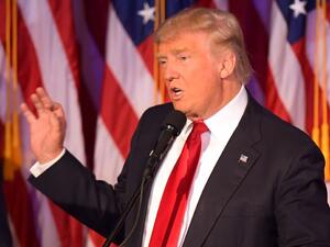 Republican presidential elect Donald Trump speaks during election night at the New York Hilton Midtown in New York. (AFP Photo/Jim Watson)