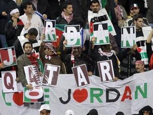 مشجعو منتخب النشامى يشجعون المنتخب الأردني في مباراته مع نظيره السوري والتي انتهت بفوز المنتخب الأردني 2-1.