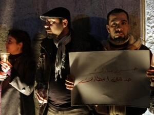 سوريون في تجمع مؤيد لثورة مصر.