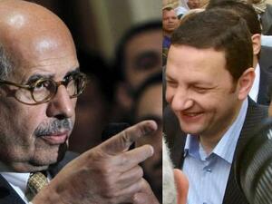 الدكتور محمد البرادعي ووزير التموين المصري باسم عوده