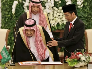 Jakarta and Riyadh also inked an agreement that builds on an existing $6 billion deal between state-owned energy firms Aramco and Pertamina to expand an Indonesian oil refinery.  (AFP/Achmad Ibrahim)