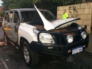 A mosque in Perth, Australia was attacked with a firebomb and anti-Islam graffiti while worshippers were inside praying. (Twitter)