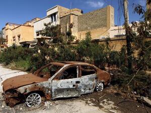 The aftermath of fighting between Daesh and Libyan forces in Benghazi. (AFP/Abdullah Doma)